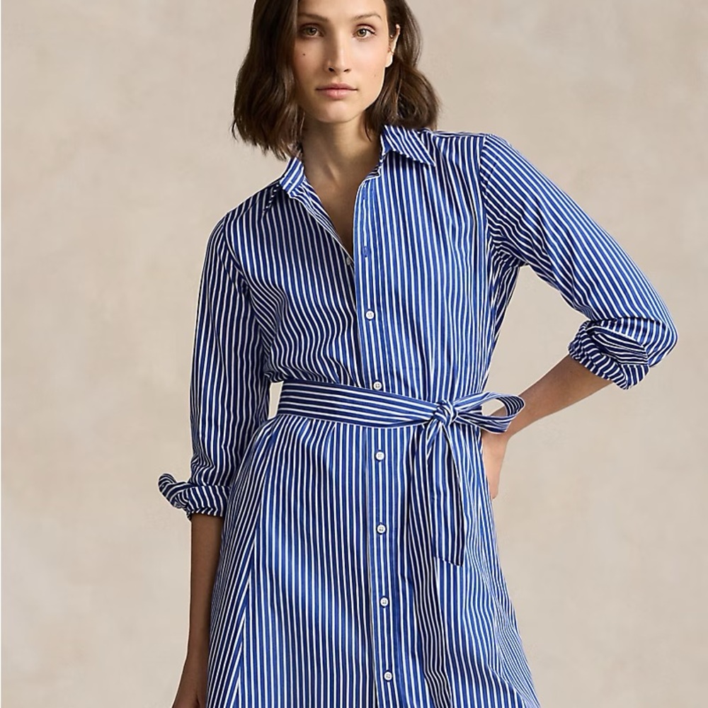 LNWOTRalph Lauren Black and White Striped Long Sleeve Dress